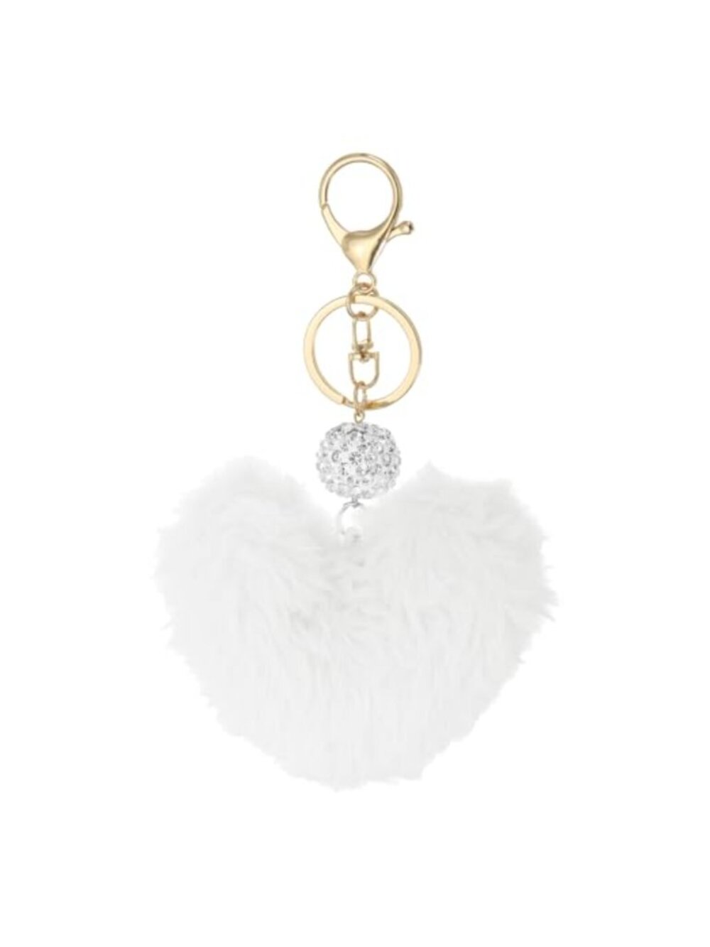 Faux Rabbit Fur Pom Pom Keychain Heart Puff Ball Bag Charm